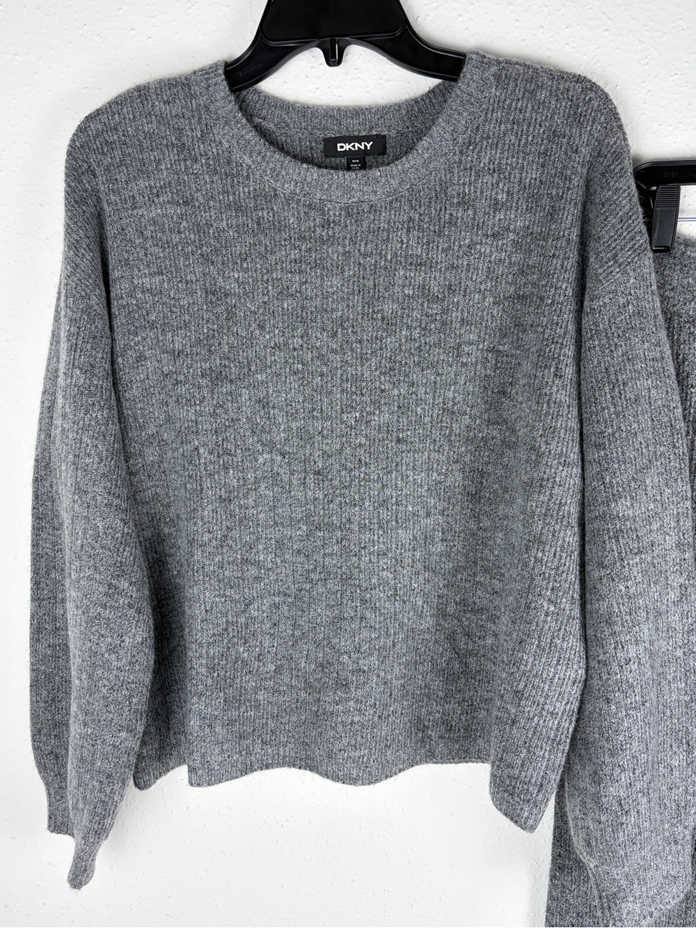 DKNY Women’s Cozy Knit Lounge Set Gray Cashmere Blend Sweater Pants M